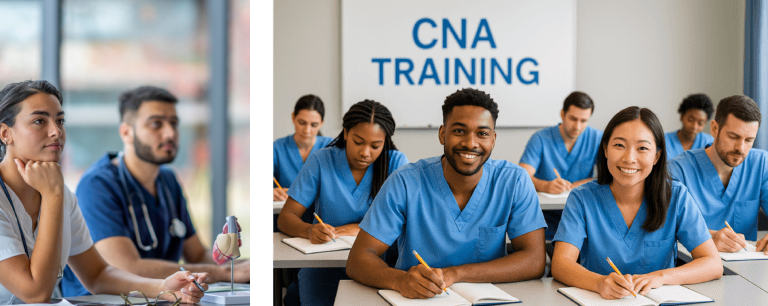 Healthcare students in CNA training class.