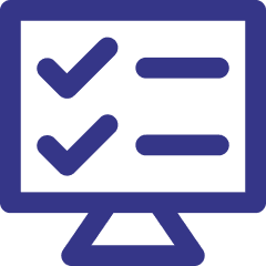 Computer screen with check marks icon.