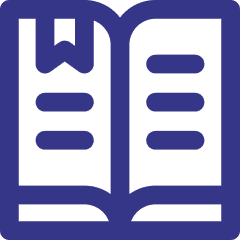 Open book icon with bookmark symbol.